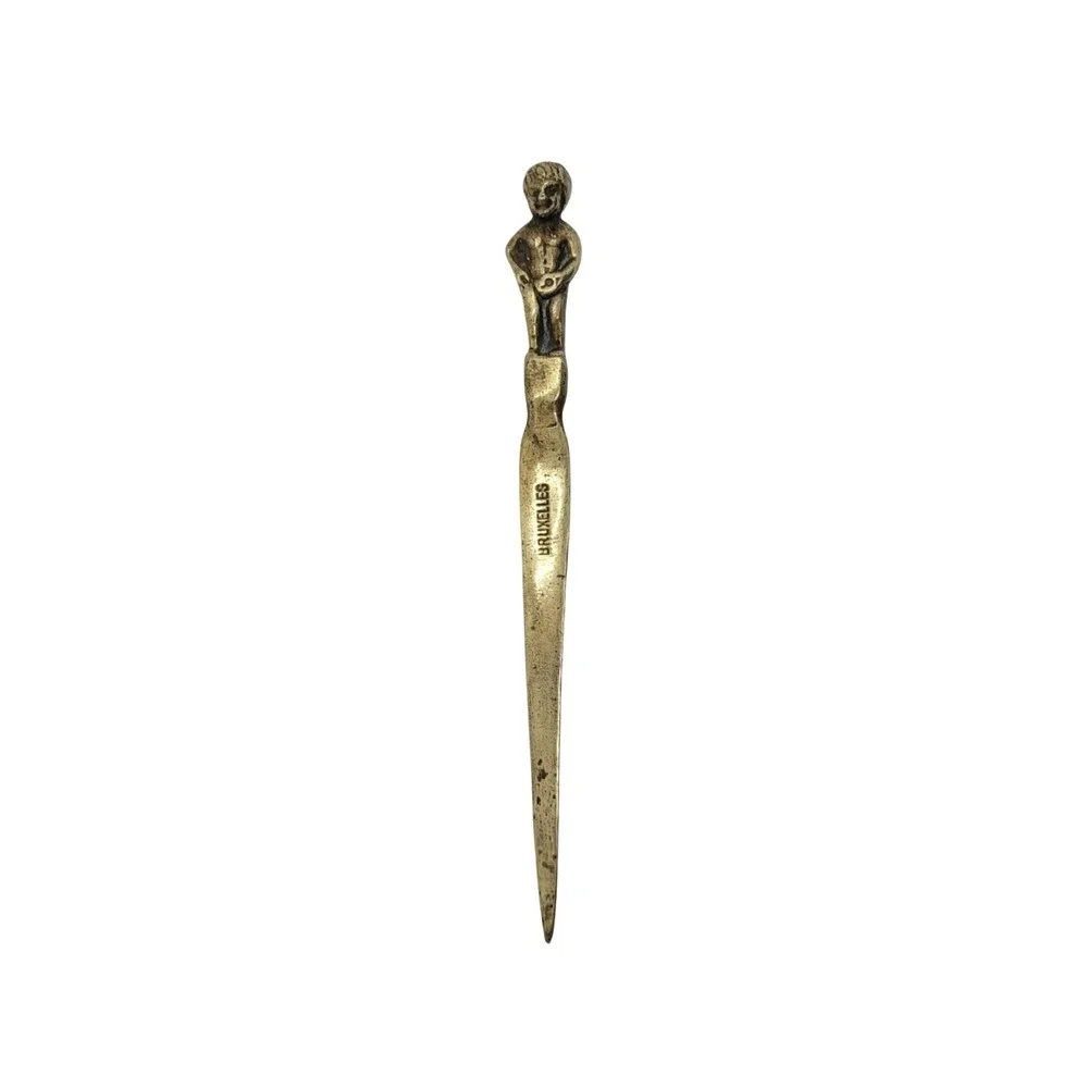 Vintage Brass Manneken Pis Bruxelles Letter Opener‎ Brussels Souvenir 5.75 inch